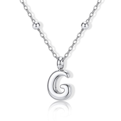 Bubble Initial G Necklace for Women on a white background