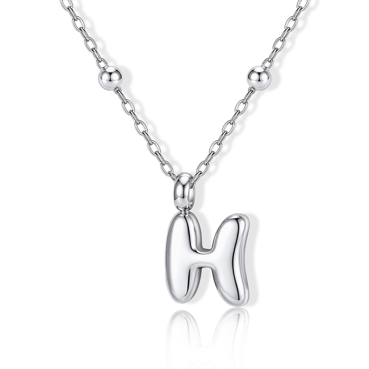 Bubble Initial H Necklace for Women on a white background