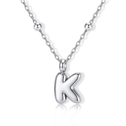 Bubble Initial K Necklace for Women on a white background