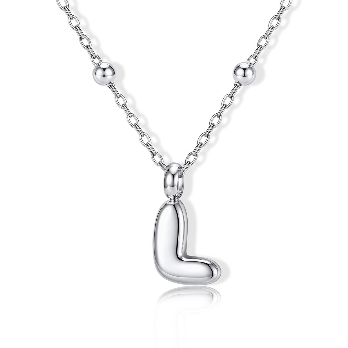Bubble Initial L Necklace for Women on a white background
