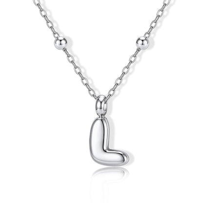 Bubble Initial L Necklace for Women on a white background