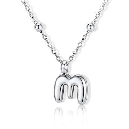 Bubble Initial M Necklace for Women on a white background