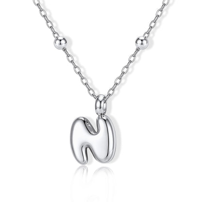 Bubble Initial N Necklace for Women on a white background