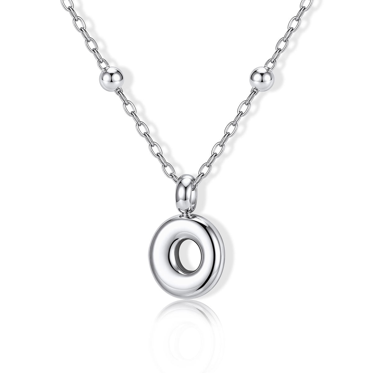 Bubble Initial O Necklace for Women on a white background
