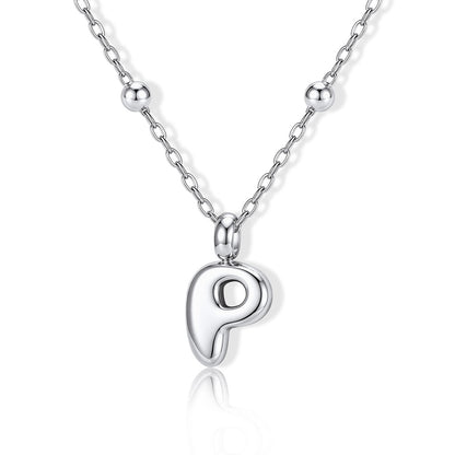 Bubble Initial P Necklace for Women on a white background