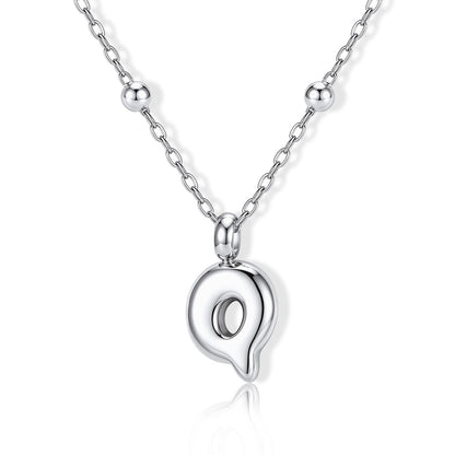 Bubble Initial Q Necklace for Women on a white background