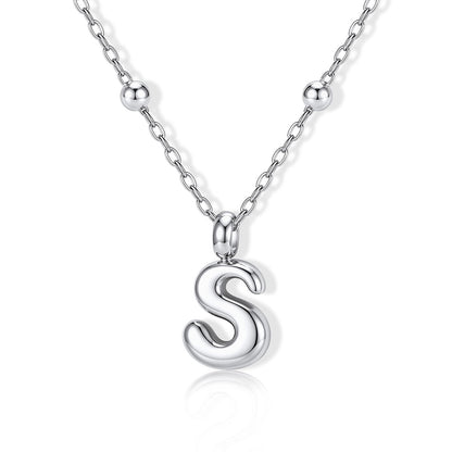 Bubble Initial S Necklace for Women on a white background
