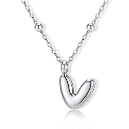 Bubble Initial V Necklace for Women on a white background