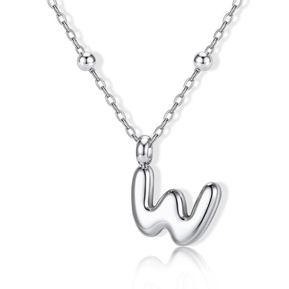 Bubble Initial W Necklace for Women on a white background