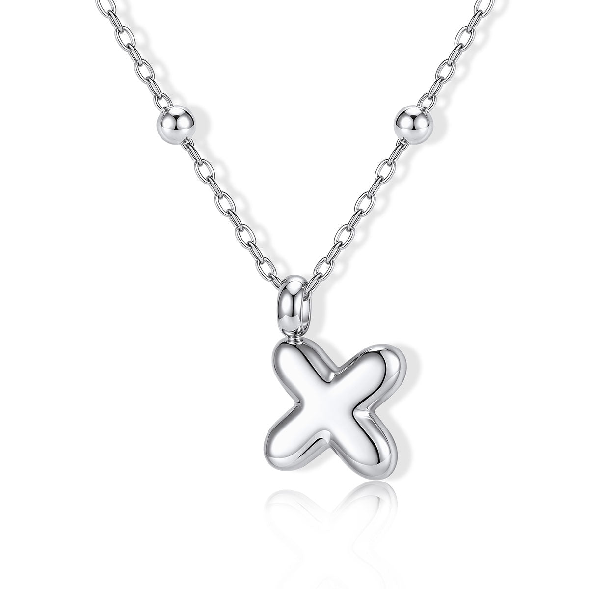 Bubble Initial X Necklace for Women on a white background