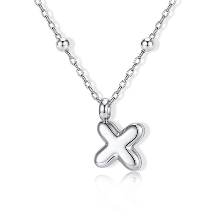 Bubble Initial X Necklace for Women on a white background