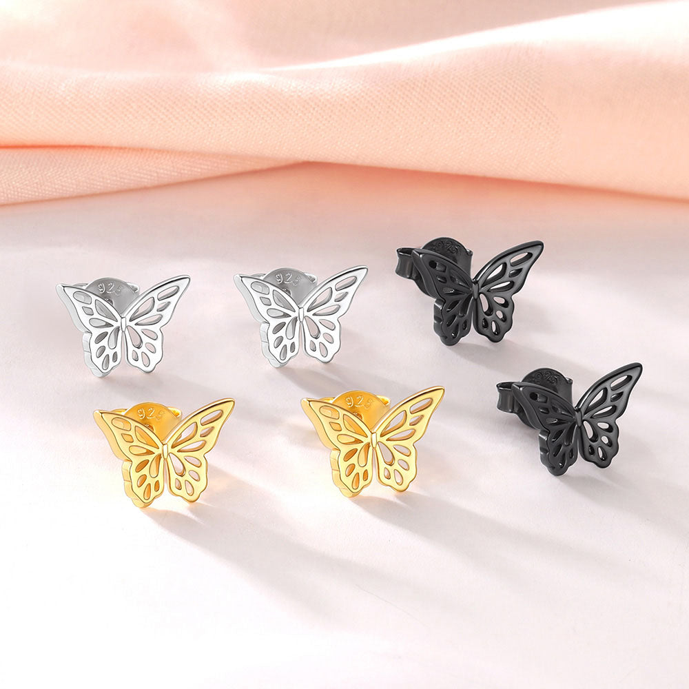 Butterfly Stud Earrings Silver