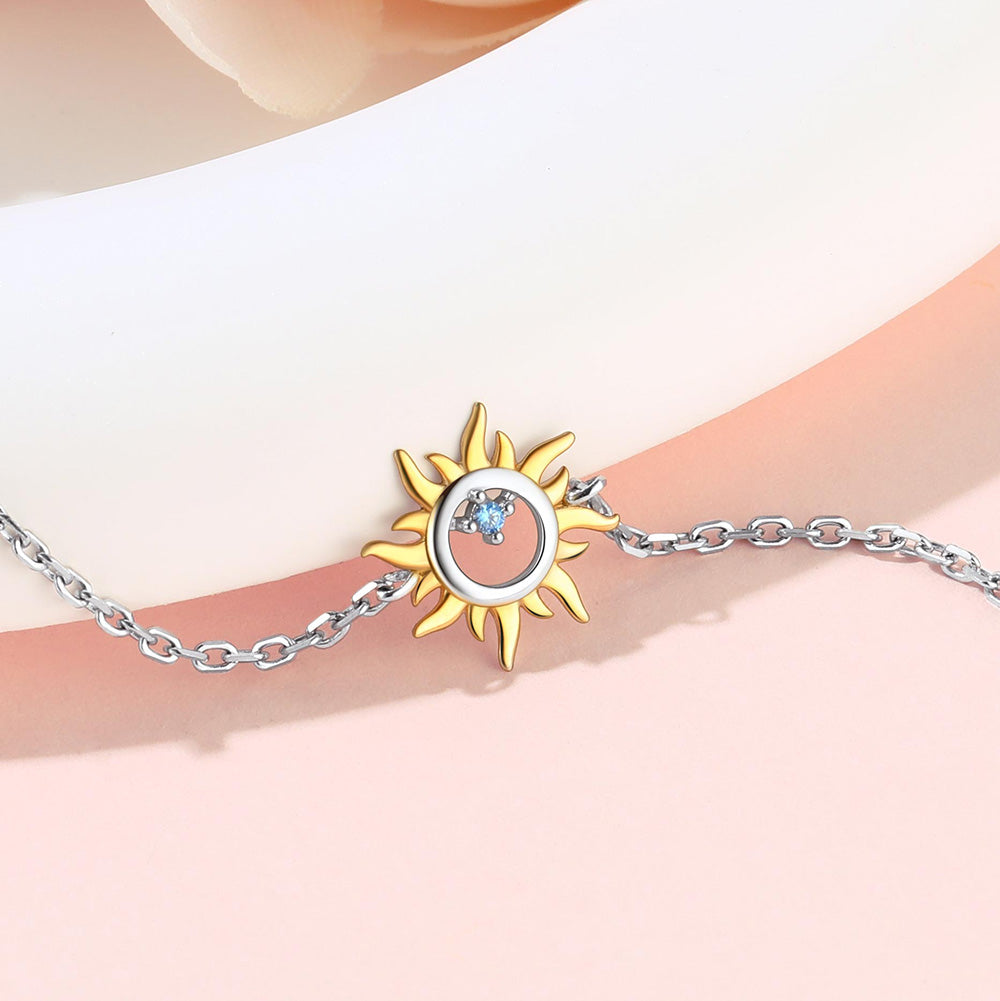 925 Sterling Silver Sun Chain Anklet