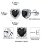 Sterling Silver Black Cubic Zirconia Heart Halo Stud Earrings