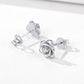 Sterling Silver Cubic Zirconia Rose Stud Earrings