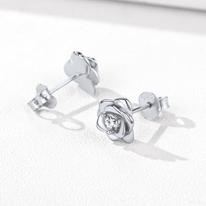 Boucles d'oreilles à tige en argent sterling avec zircone cubique et rose