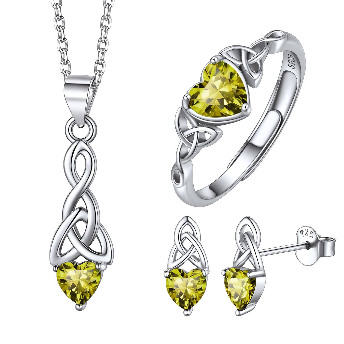 Birthstone Celtic Trinity Knot Jewelry Set