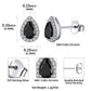 Sterling Silver Black Cubic Zirconia Teardrop Halo Stud Earrings