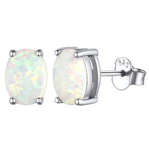 Sterling Silver Opal Stud Earrings