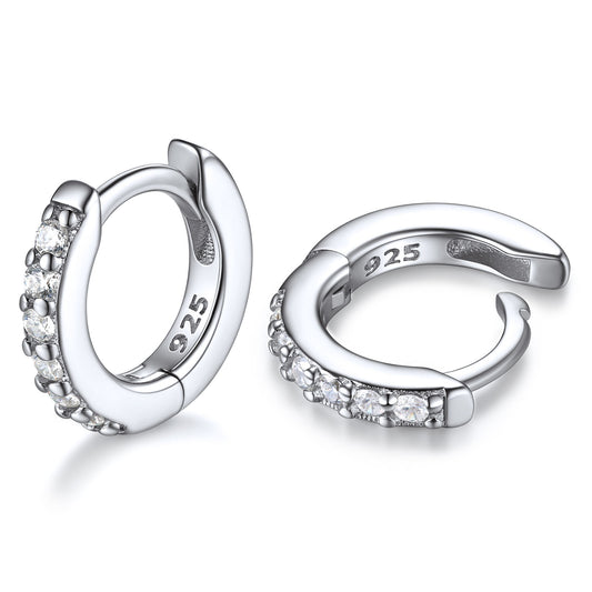 925 Sterling Silver Cubic Zirconia Huggie Earrings for Women