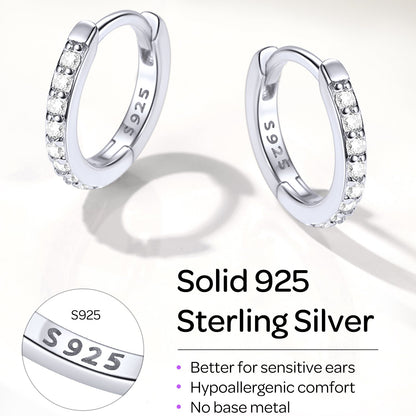 925 Sterling Silver Cubic Zirconia Huggie Earrings for Women