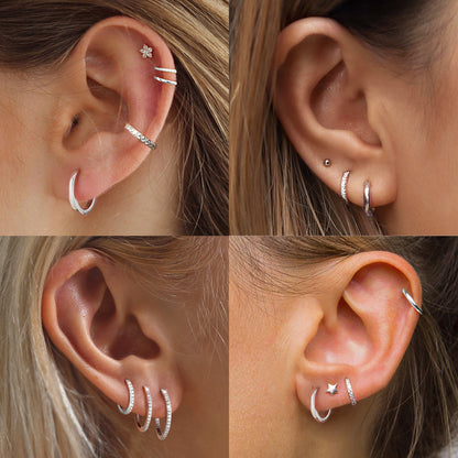 925 Sterling Silver Cubic Zirconia Huggie Earrings for Women