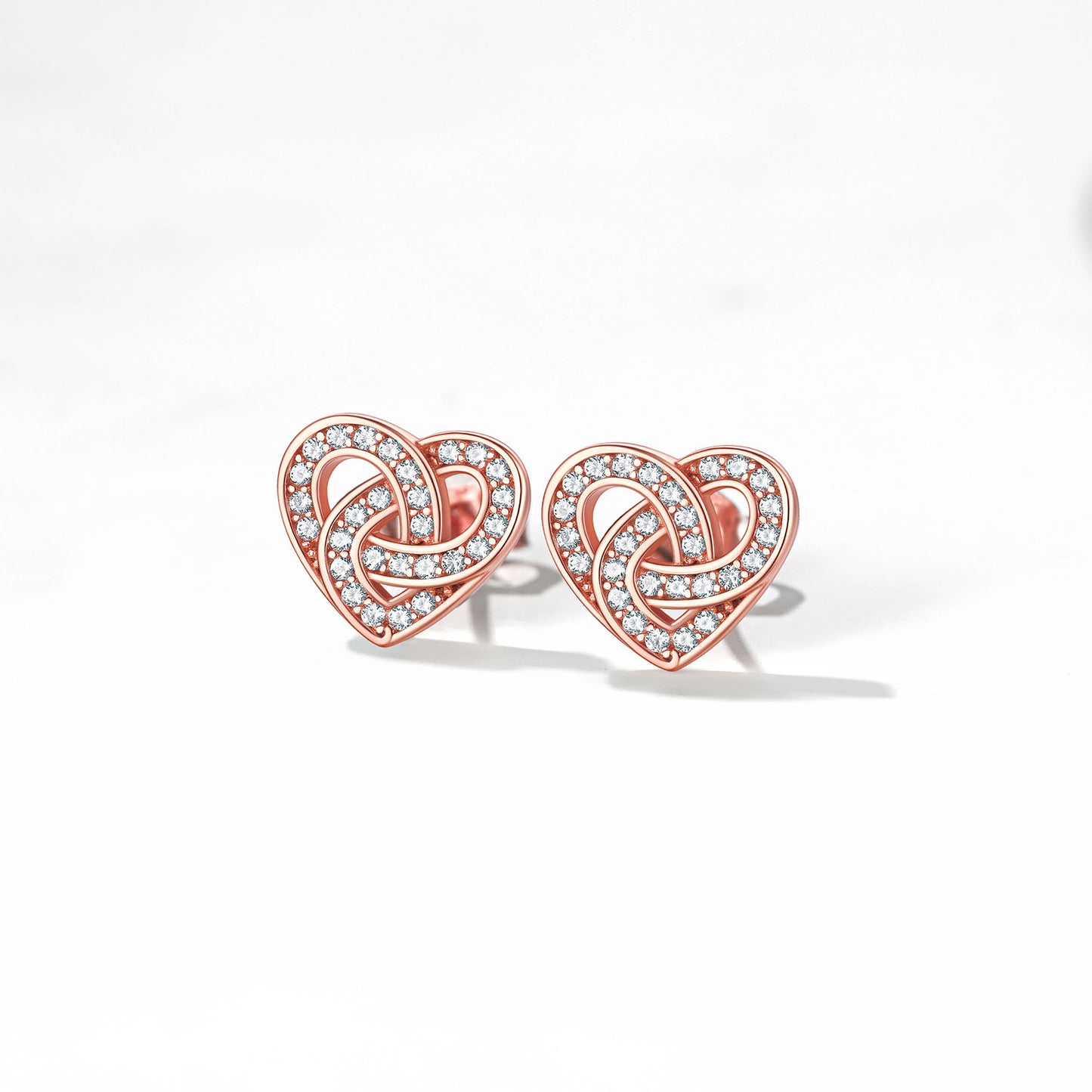 Sterling Silver Cubic Zirconia Heart Celtic Knot Stud Earrings