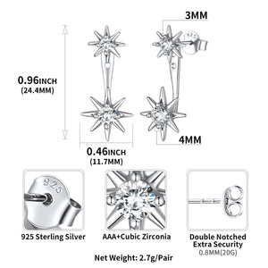 Sterling Silver Cubic Zirconia Starburst Drop Earrings Jacket