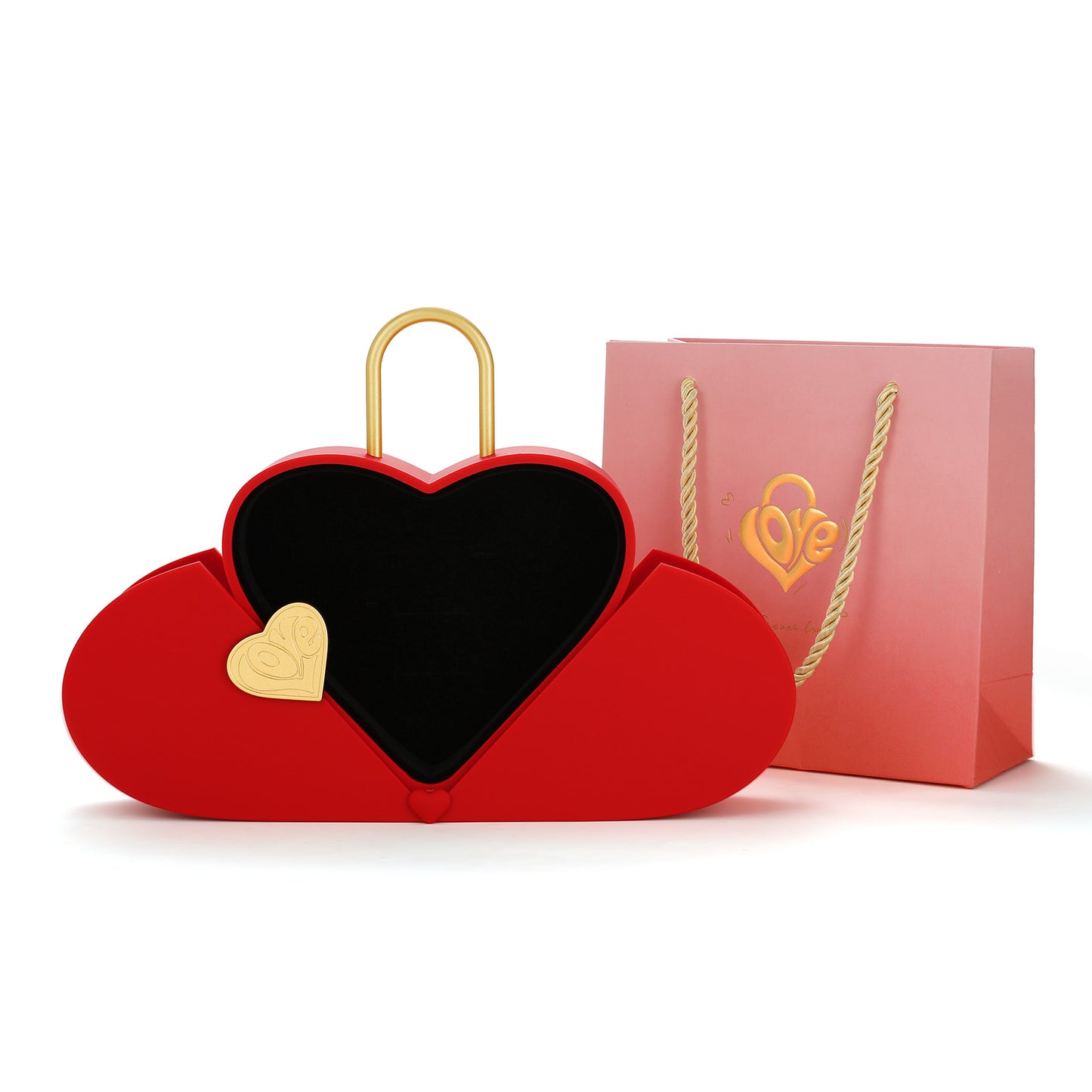 Concentric Lock Love Heart Red Jewelry Box