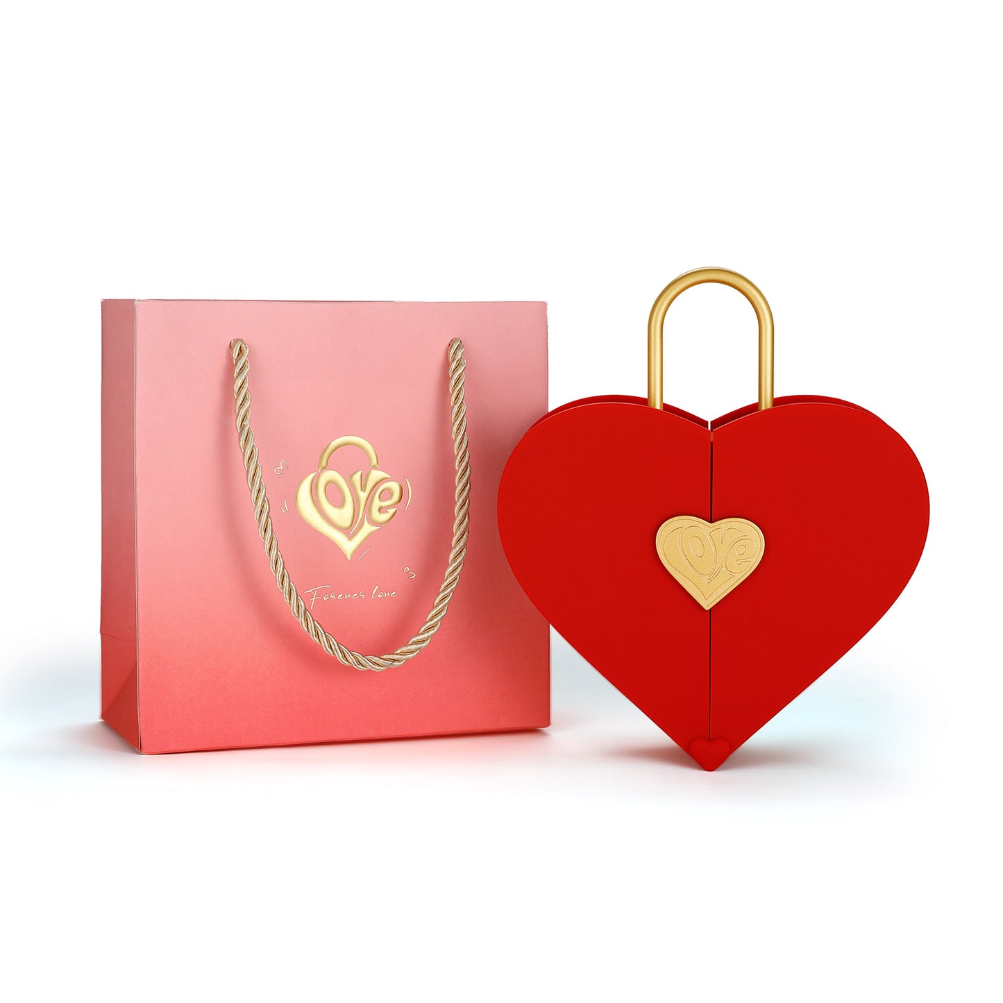 Concentric Lock Love Heart Red Jewelry Box