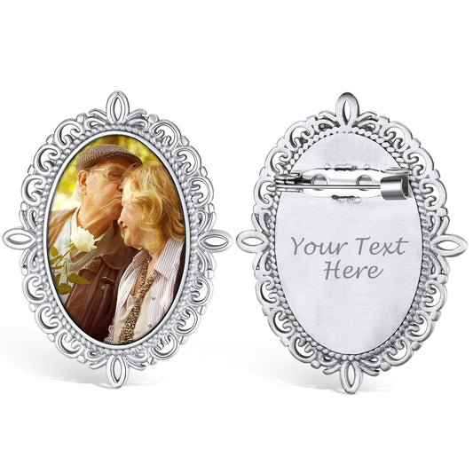 Personalized Bouquet Photo Brooch Pins for Wedding