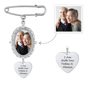 Personalized Bouquet Photo Charms Memorial Brooch Pins for Wedding