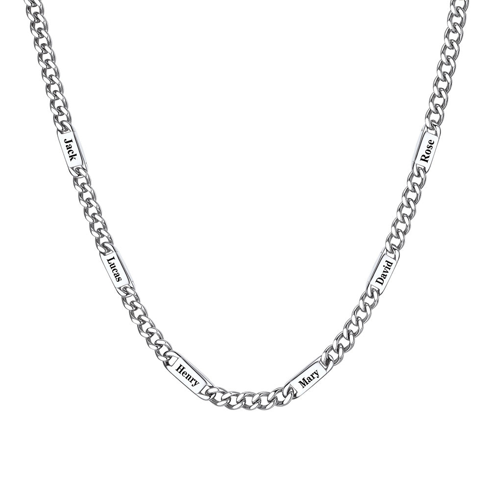 Personalized Engraving Name Figaro Chain Necklace 5/7MM