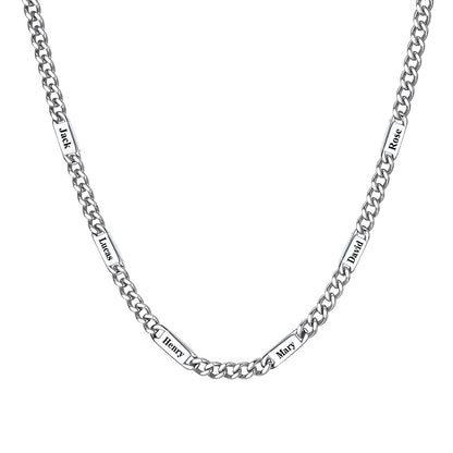 Personalized Engraving Name Figaro Chain Necklace 5/7MM