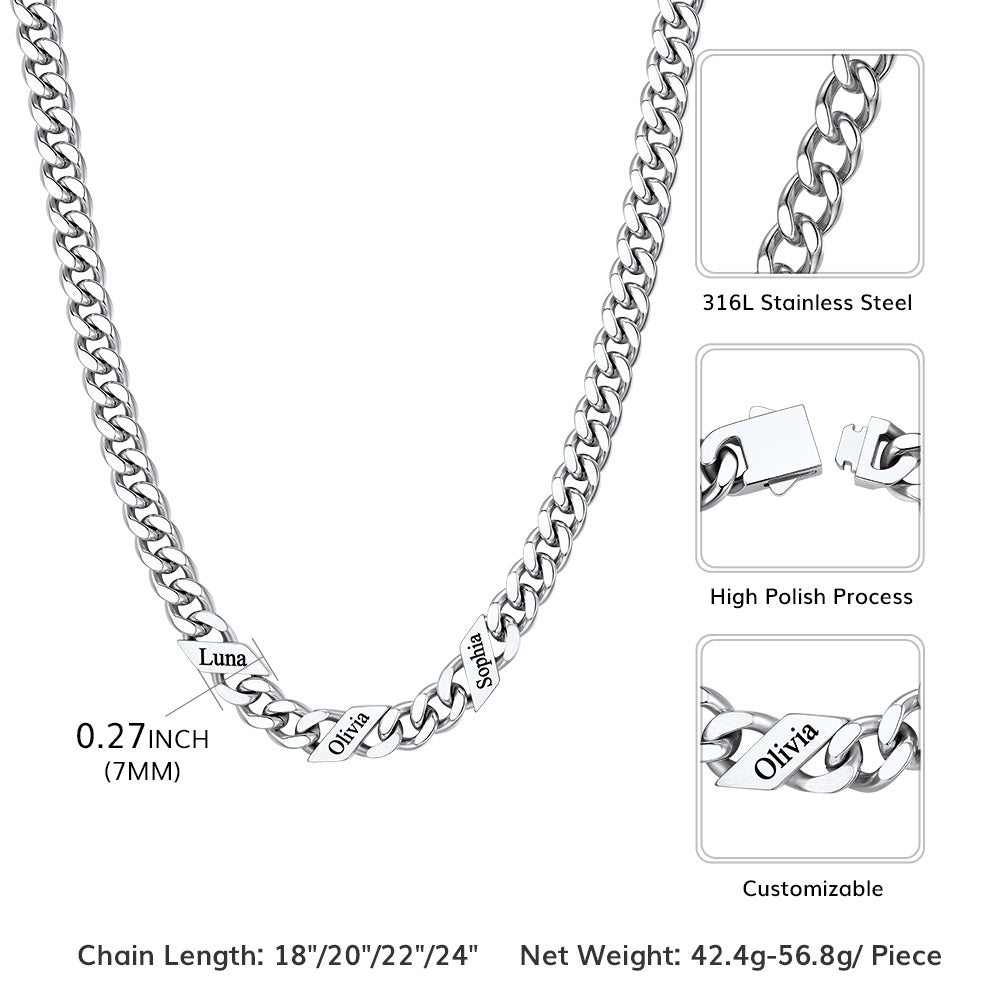 Collar con cruz cubana personalizada con nombre del 1 al 6