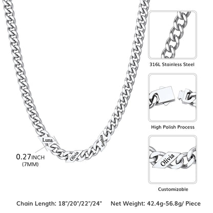 Collar con cruz cubana personalizada con nombre del 1 al 6