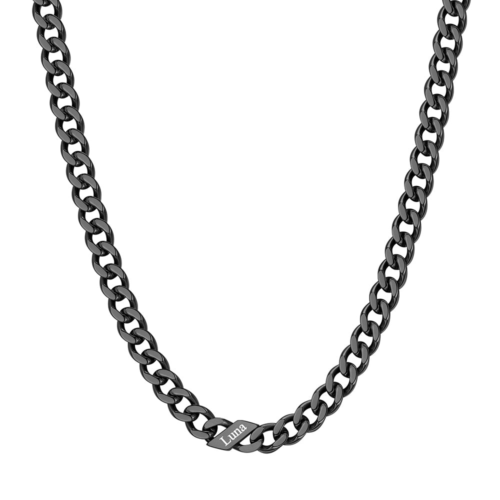 Custom 1-6 Names Cuban Chain Necklace 5mm 1 names Black Plated