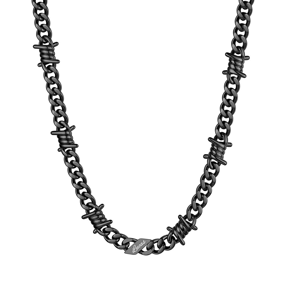 Personalized Multi-Name Barbed Wire Cuban Link Necklace 5/7/9MM
