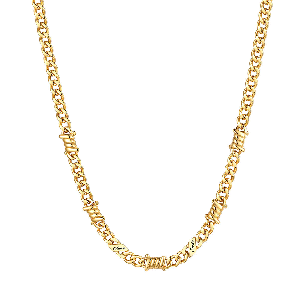 Personalized Multi-Name Barbed Wire Cuban Link Necklace 5/7/9MM