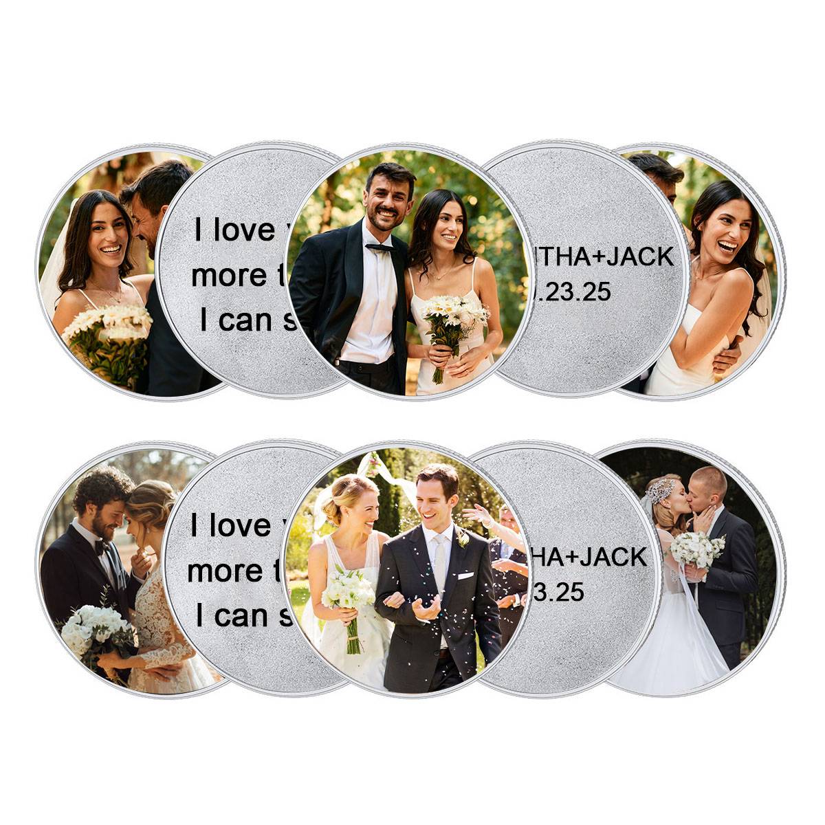 Personalized Photo Commemorative Wedding Coins with Text Pocket Coin