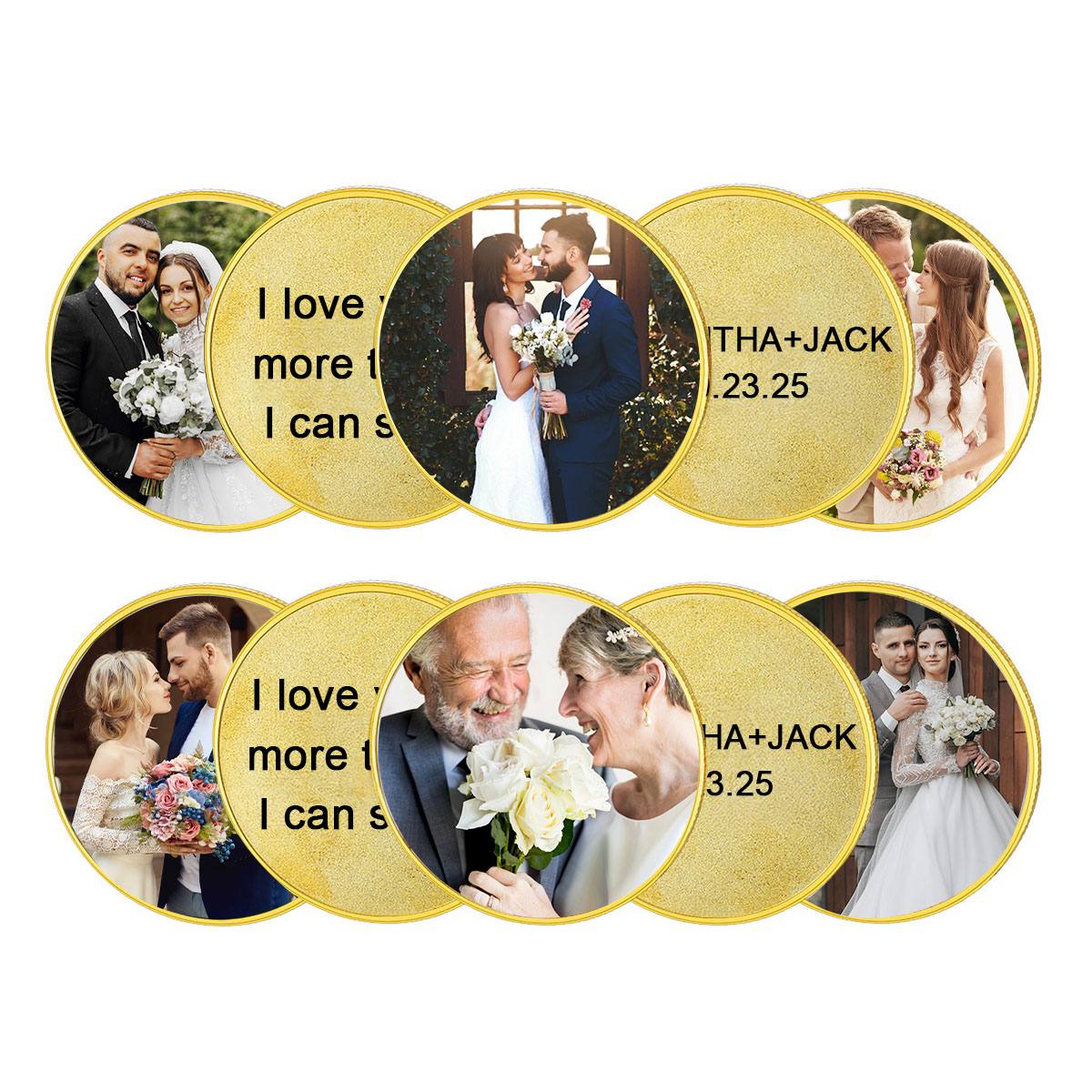 Personalized Photo Commemorative Wedding Coins with Text Pocket Coin