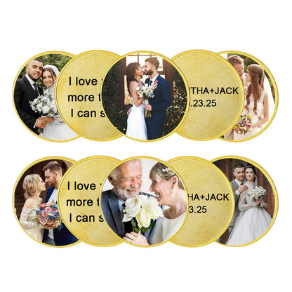 Personalized Photo Commemorative Wedding Coins with Text Pocket Coin