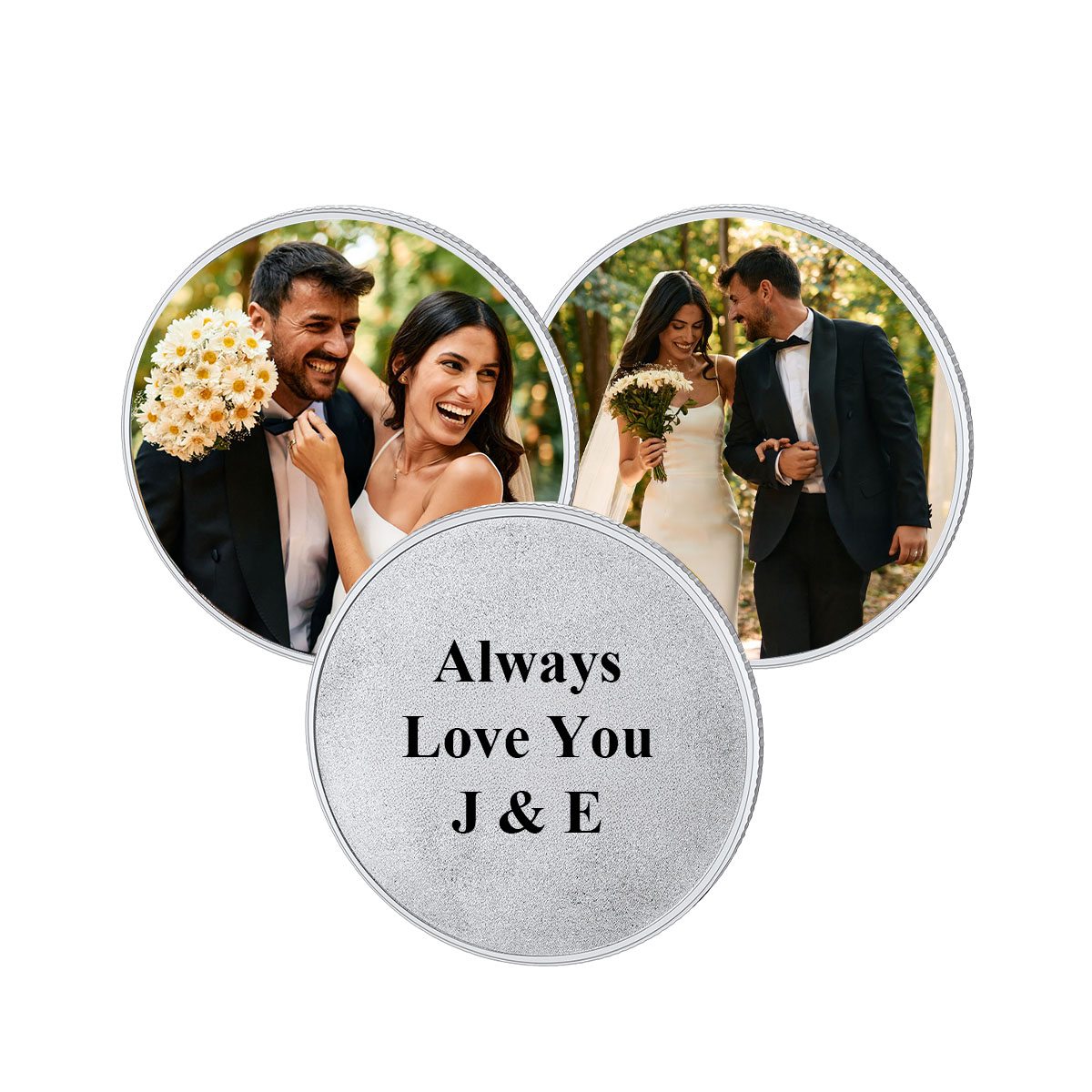 Personalized Photo Commemorative Wedding Coins with Text Pocket Coin