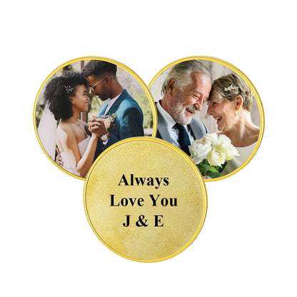 Personalized Photo Commemorative Wedding Coins with Text Pocket Coin