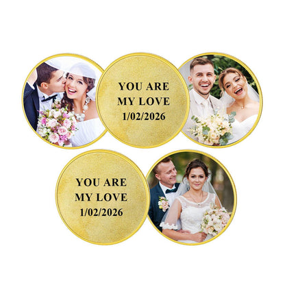 Personalized Photo Commemorative Wedding Coins with Text Pocket Coin