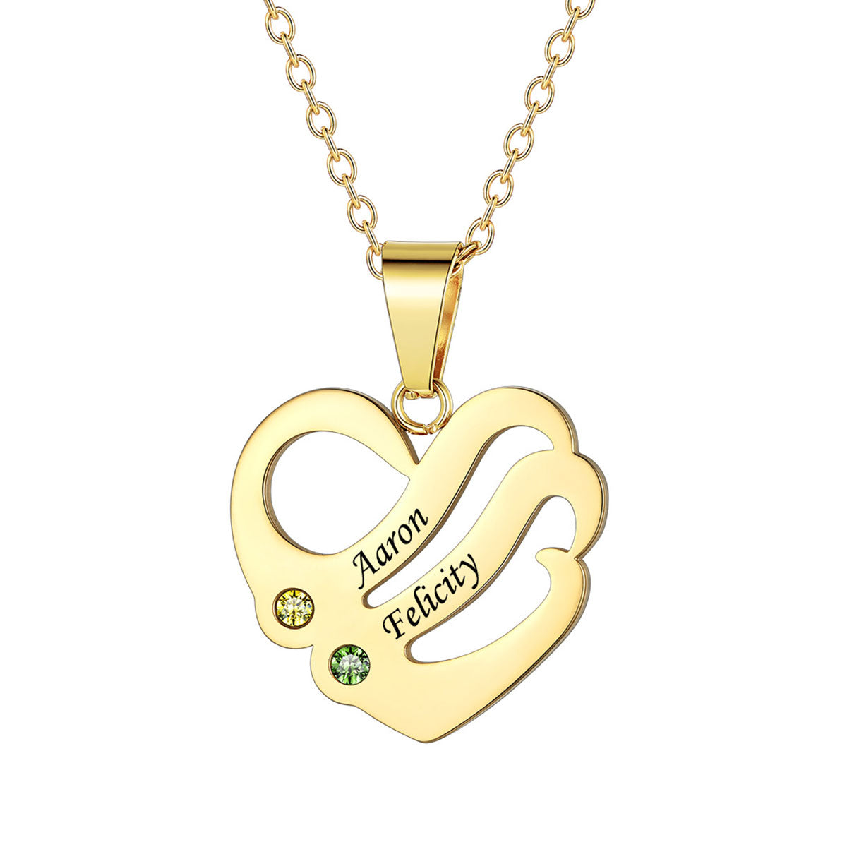Sterling Silver Custom Heart Necklace With Name And Birthstone