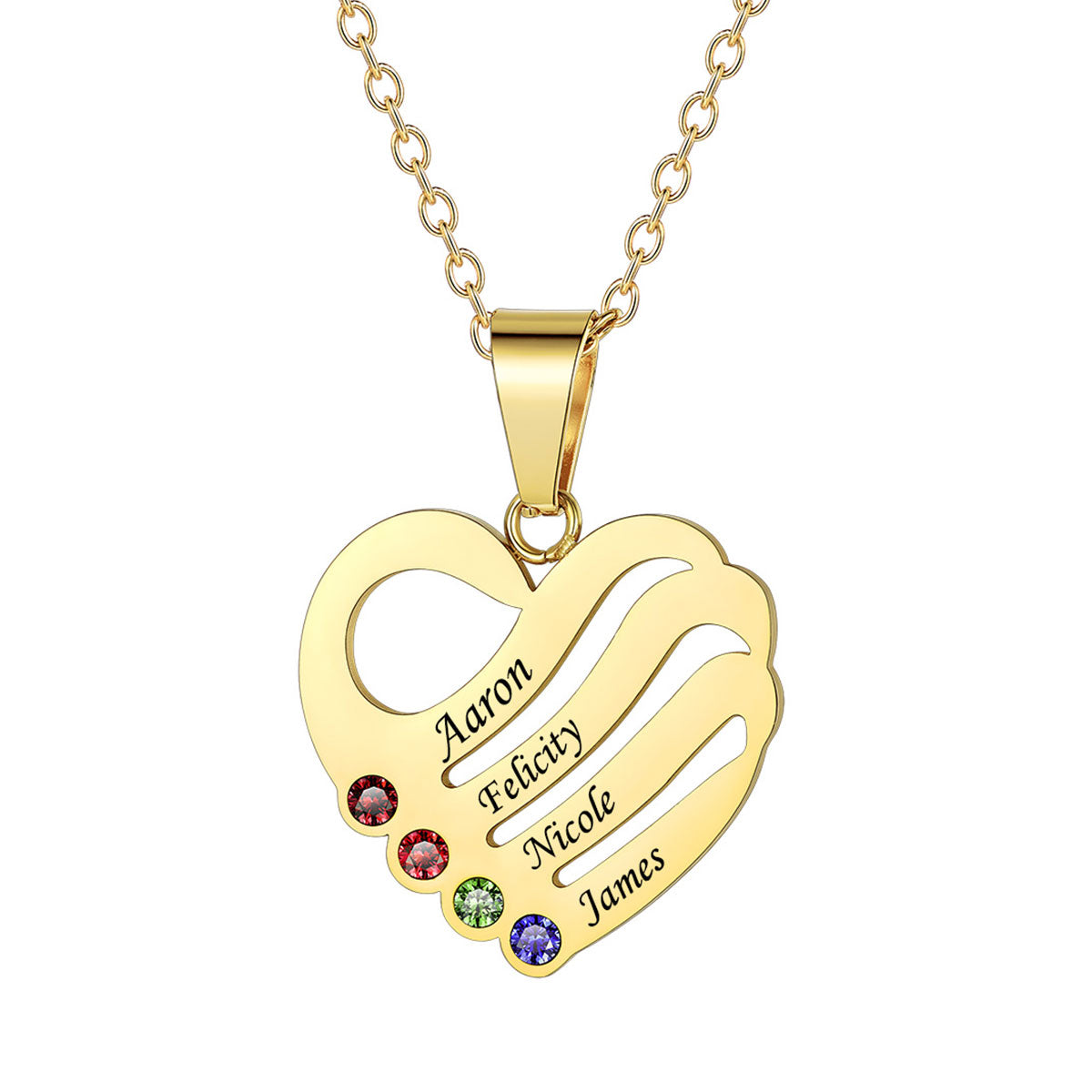 Sterling Silver Custom Heart Necklace With Name And Birthstone