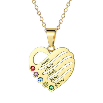 Sterling Silver Custom Heart Necklace With Name And Birthstone