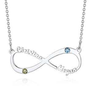 Personalized Birthstone Infinity Name Necklace for Women