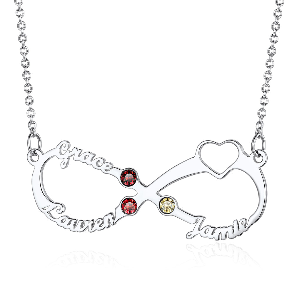 Personalized Name Infinity Necklace With Birthstone